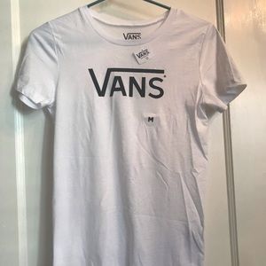 short sleeve women’s vans white t-shirt with logo